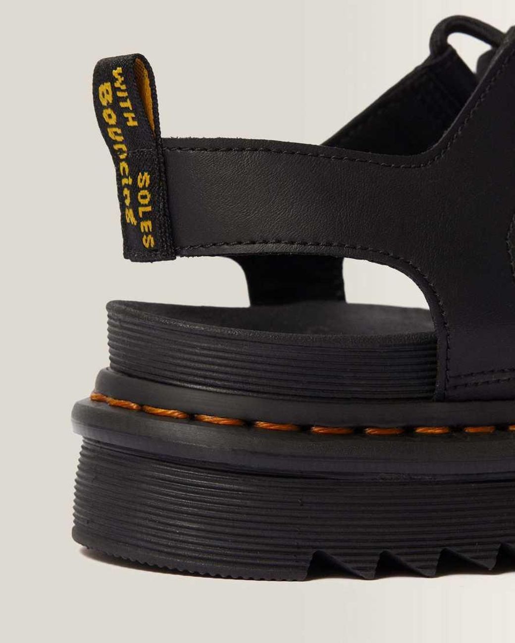 Dr. Martens Black Nartilla Hydro Leather Gladiator Sandals