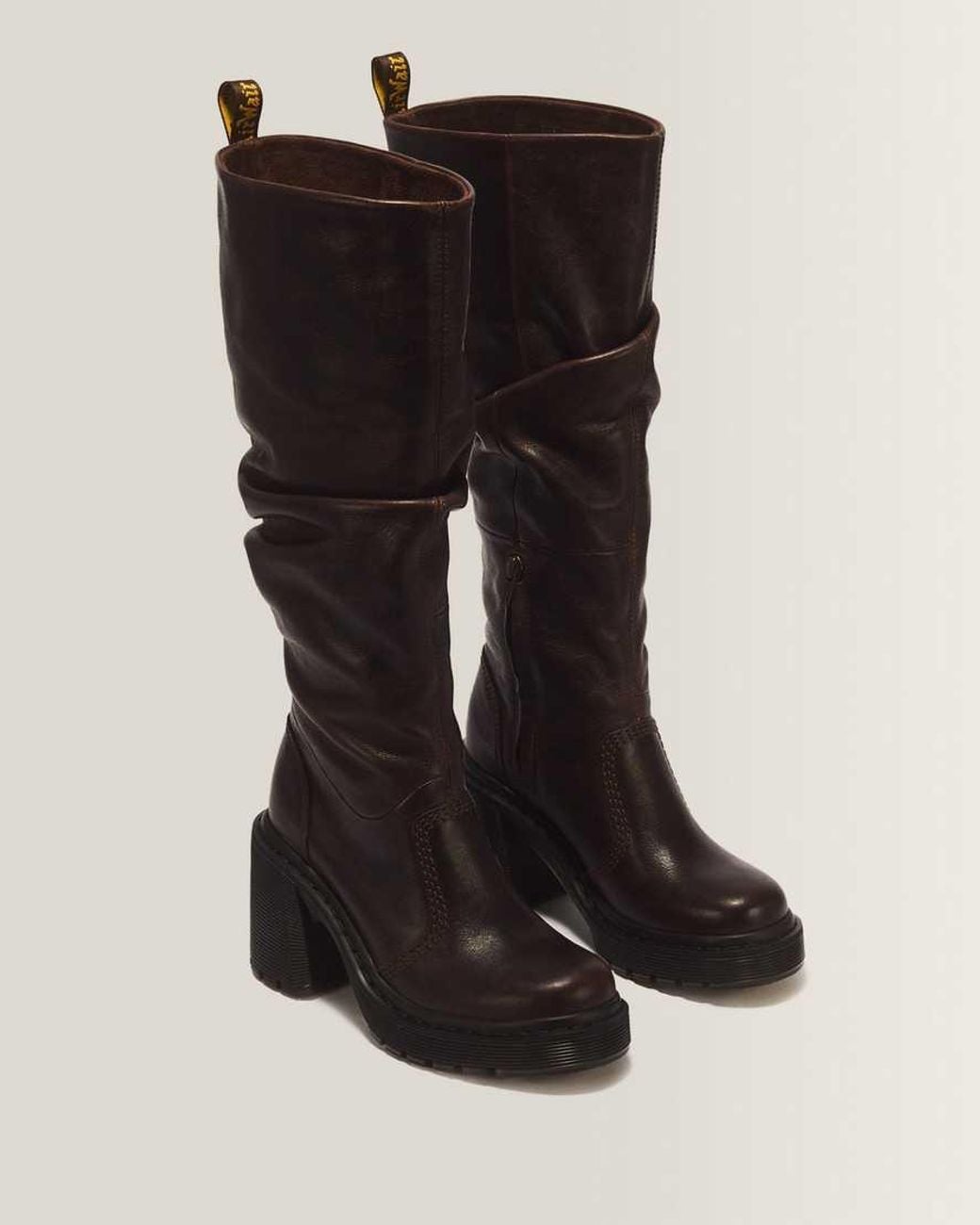 Dr. Martens Black Kasey Kinsley Leather Knee High Heeled Boots