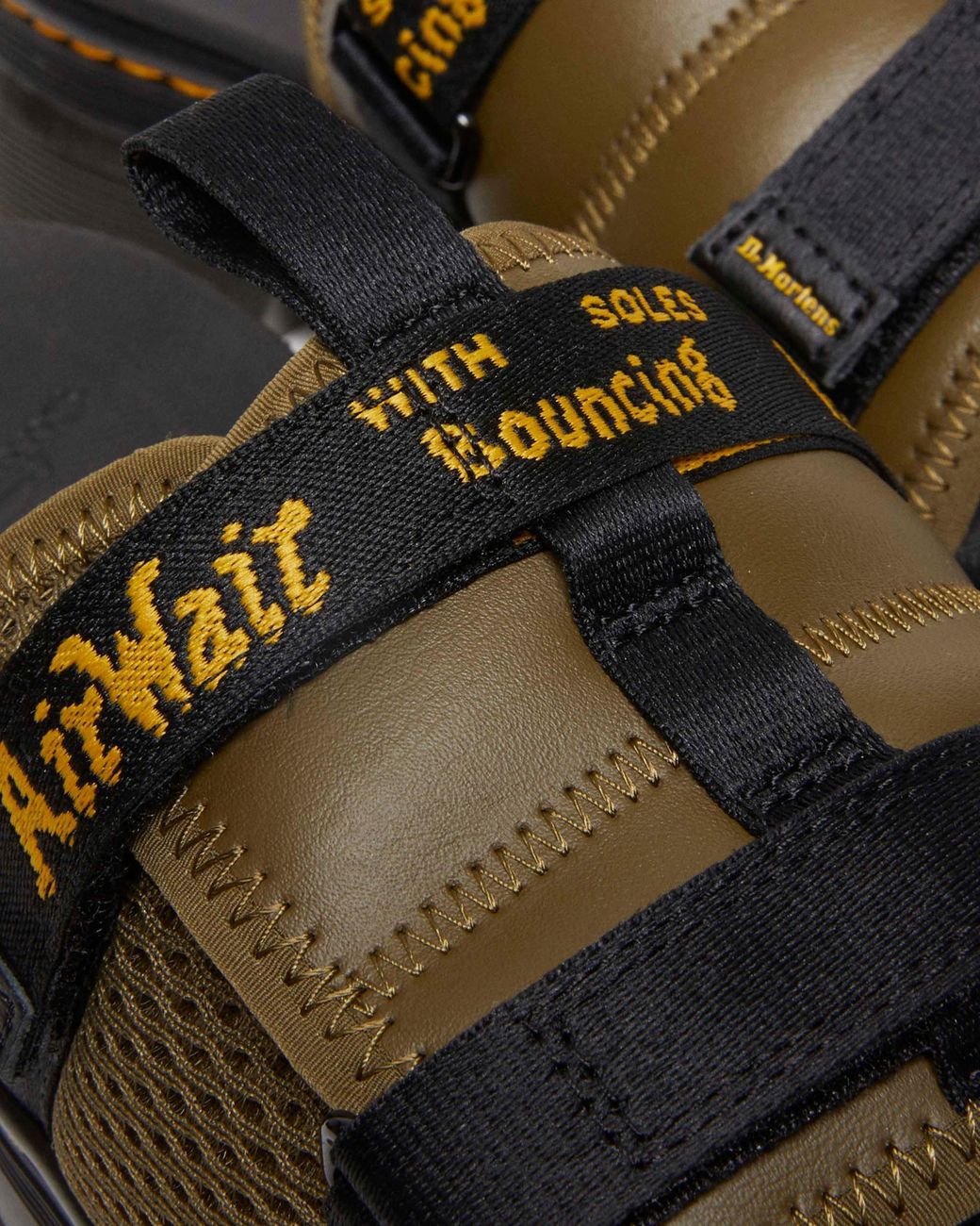 Dr. Martens Ayce Logo Milled Leather Strap Platform Slides