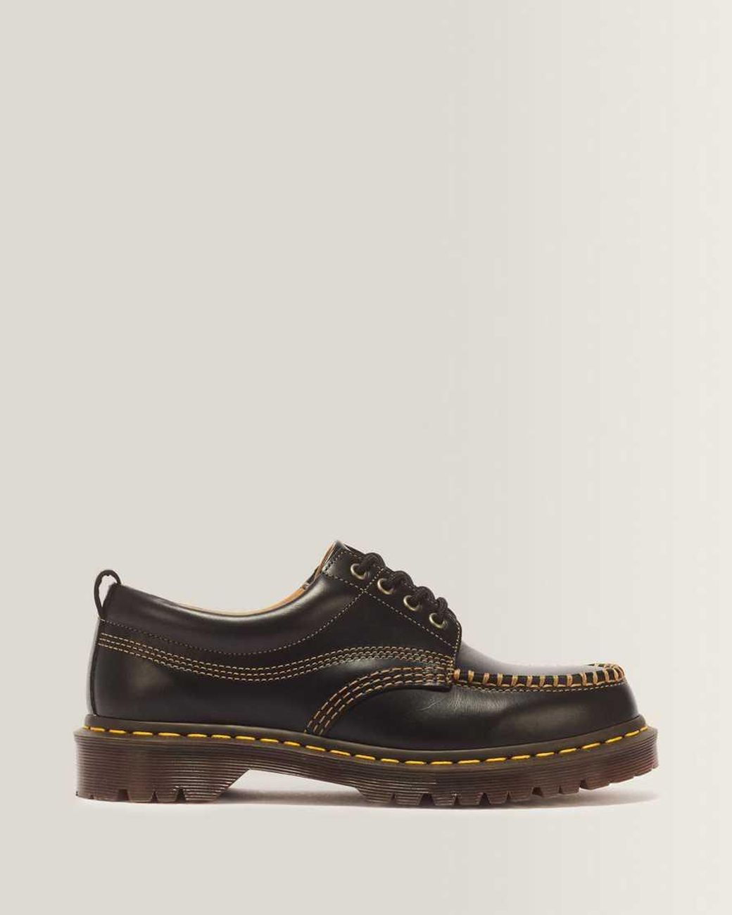 Dr. Martens Black Lowell Leather Moc Toe Shoes for men