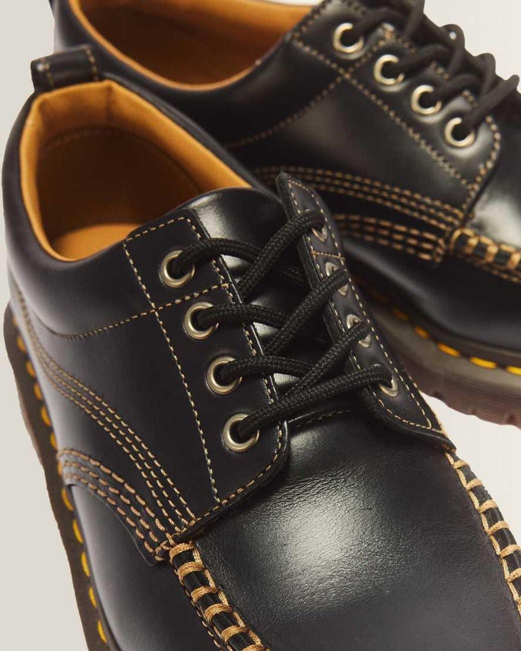 Dr. Martens Black Lowell Leather Moc Toe Shoes for men