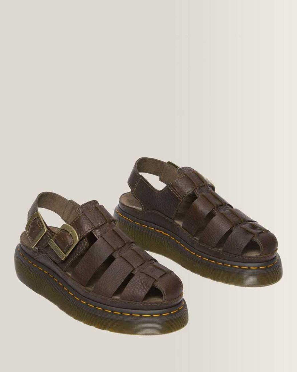 Dr. Martens Brown Wrenlie Leather Fisherman Sandals for men