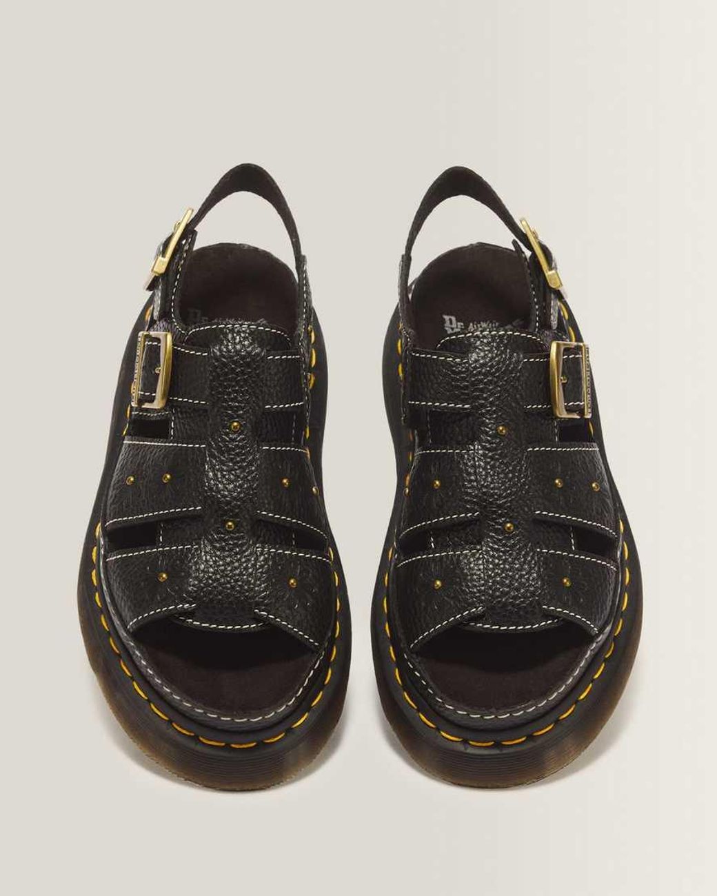Dr. Martens Black Wrenlie Open Toe Nappa Leather Fisherman Platform Sandals