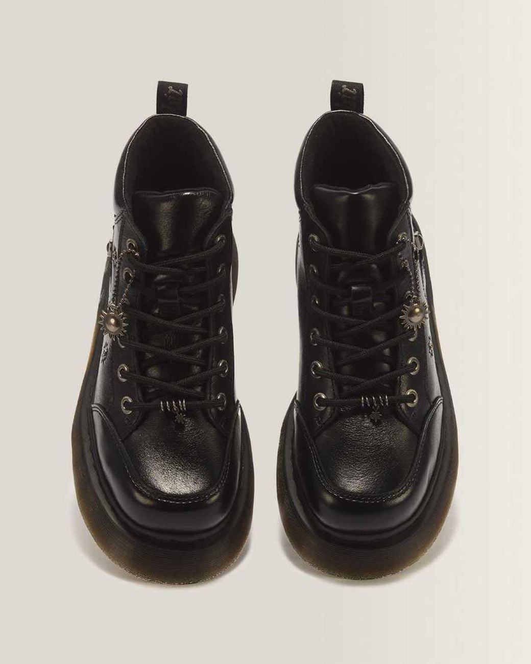 Eye Rivetis Dr. Martens Buzz Whimsigoth 6 Eye Leather & Velvet Lace Up Boots in ...