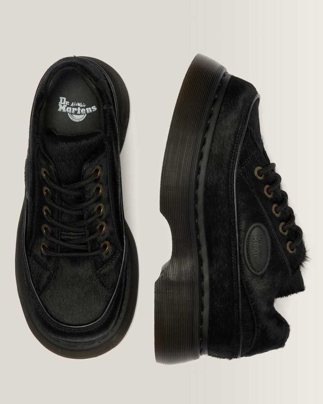 Dr. Martens Black Buzz 5-Eye Hair On Leather Shoes