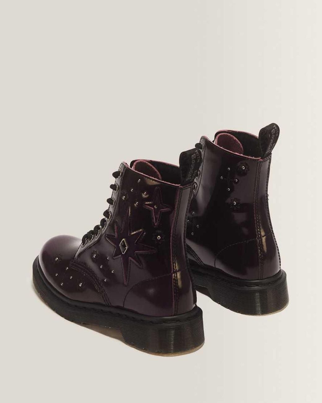 Dr. Martens Black 1460 Pascal Wmg Arcadia Leather & Velvet Lace Up Boots