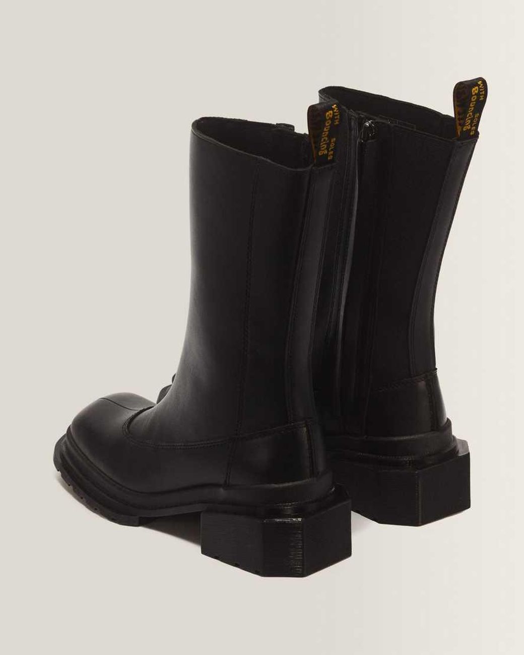 Dr. Martens Black Maybole Hi Square Toe Leather Chelsea Boots