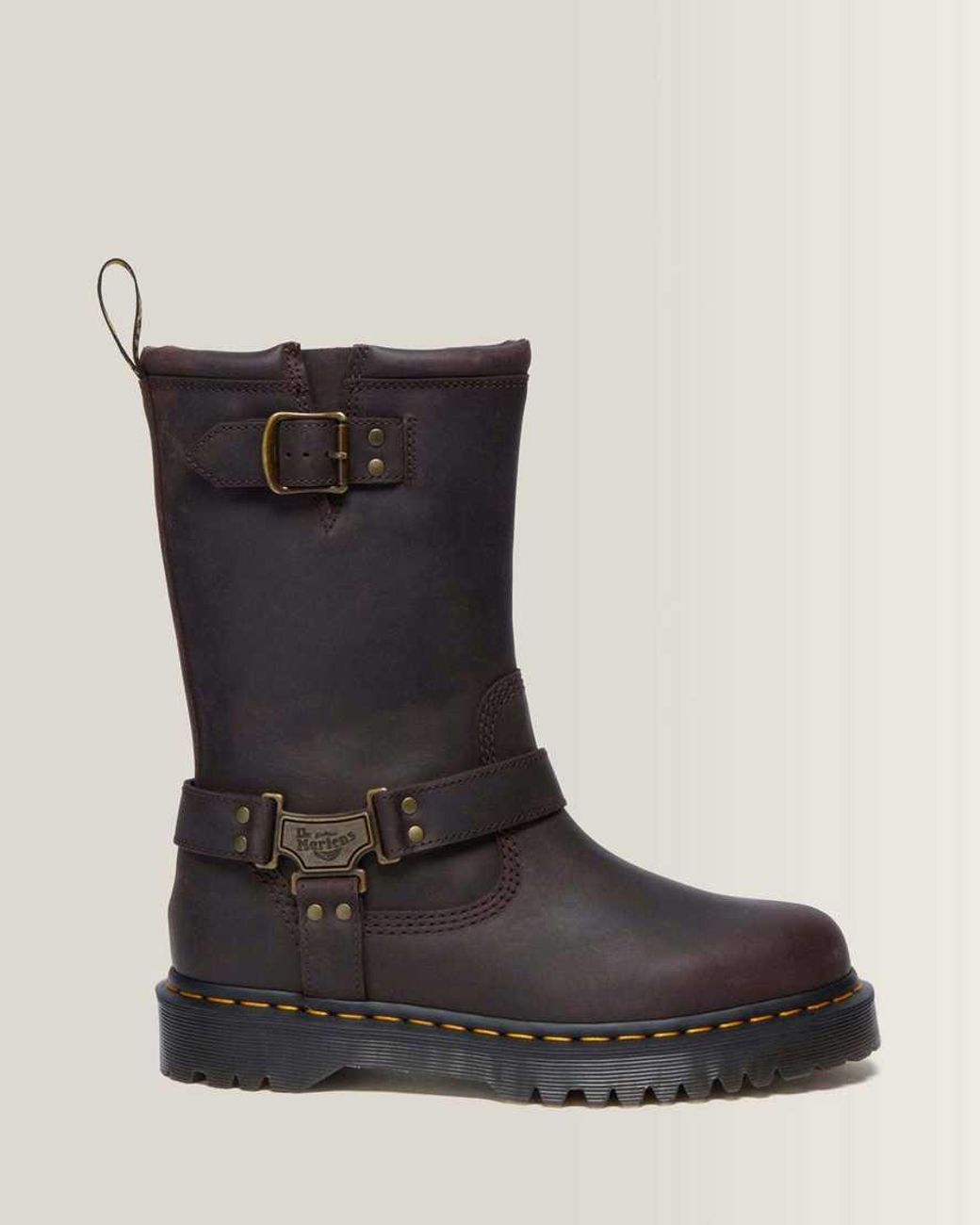 Dr. Martens Black Anistone Hi Leather Biker Boots
