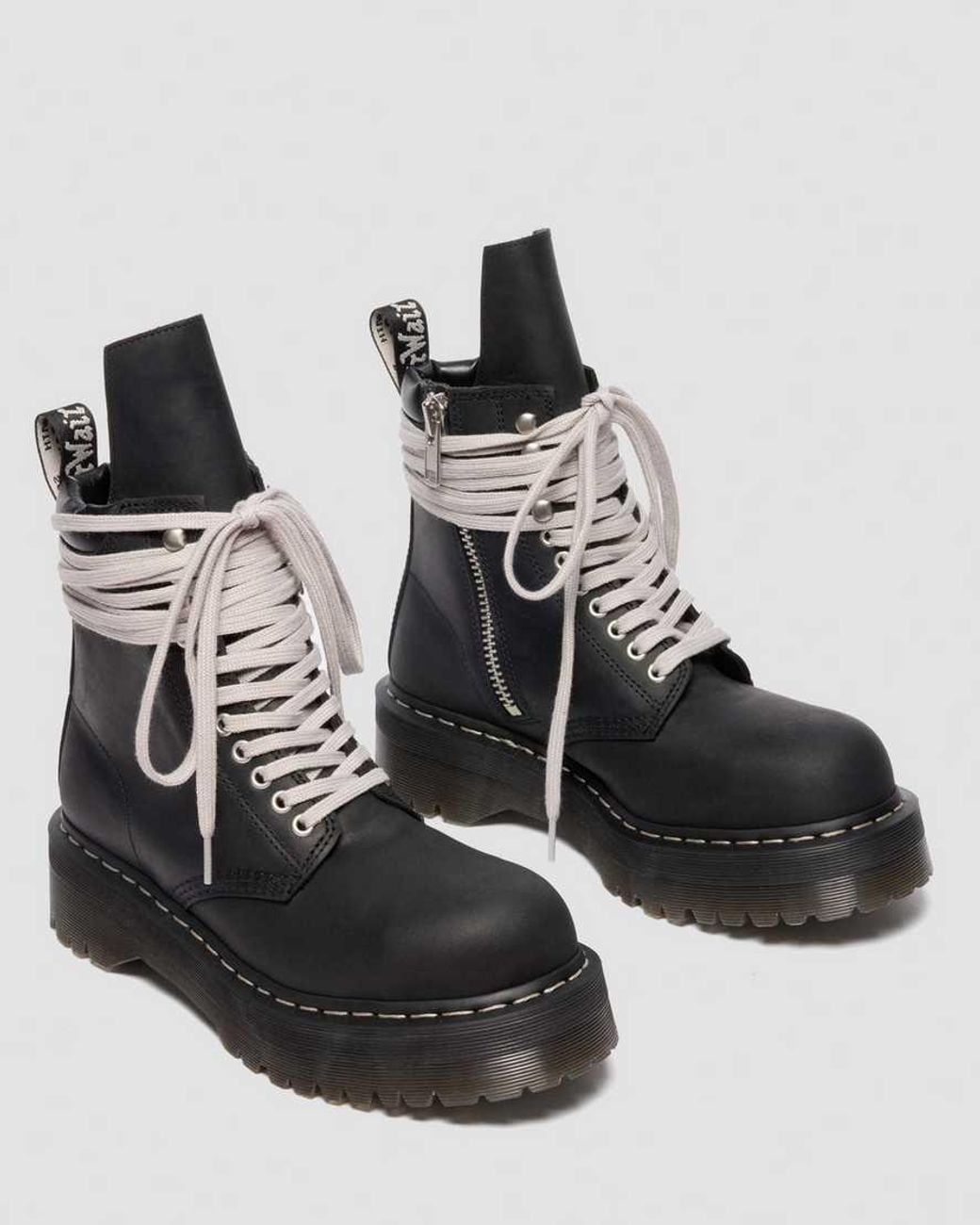 Dr. Martens Black Waxy Leather Rick Owens Steel Toe Boots for men