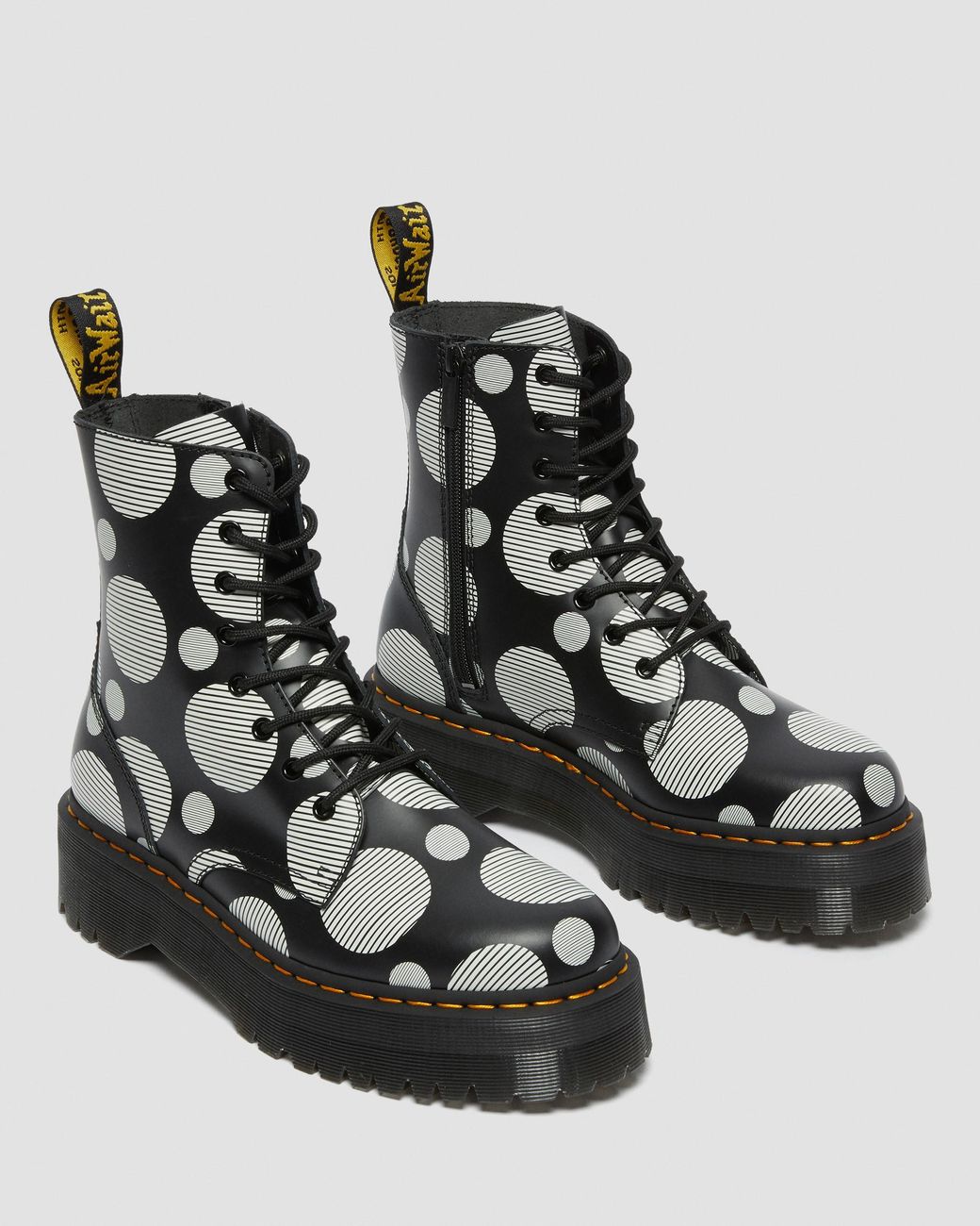 Dr. Martens Jadon Boot Polka Dot Smooth Leather Platforms in Black | Lyst
