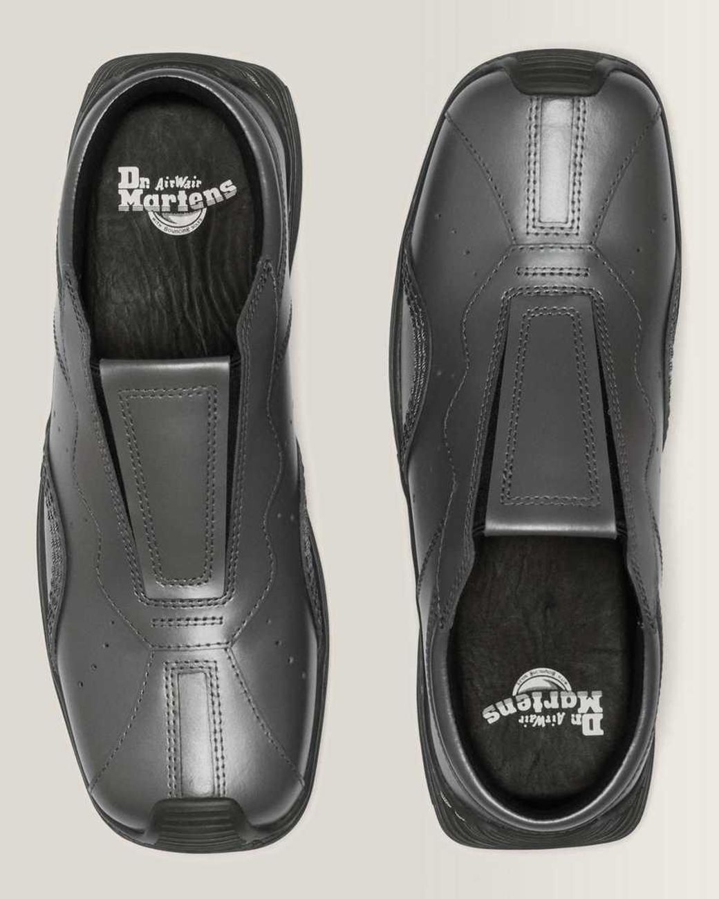 Dr. Martens Gray Aurix Satin Finish Leather Mules Shoes for men