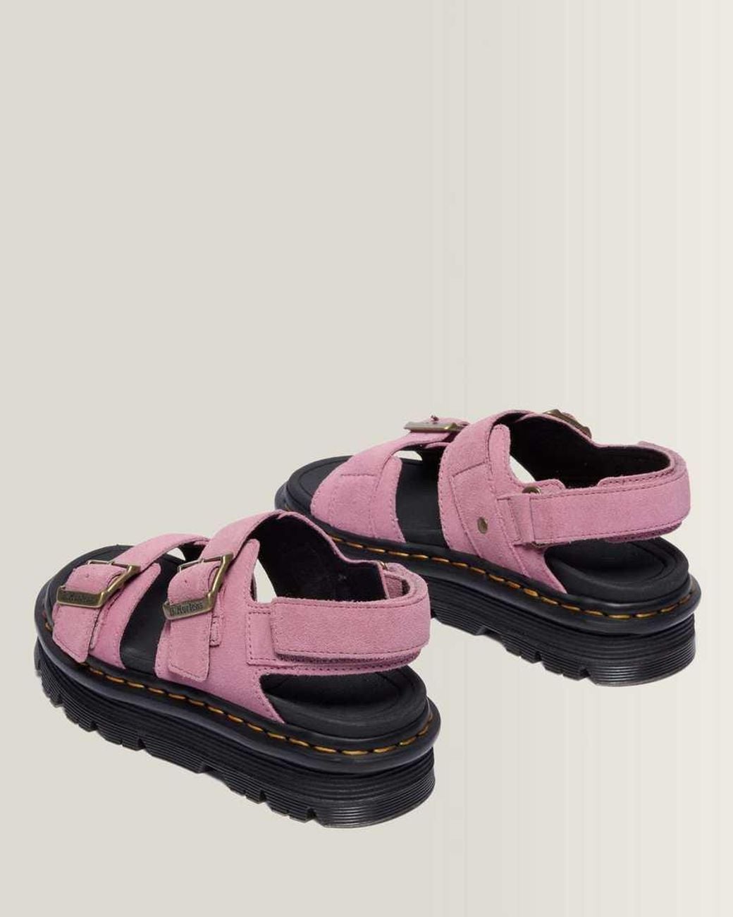 Dr. Martens Pink Zebzag Suede Platform Sandals