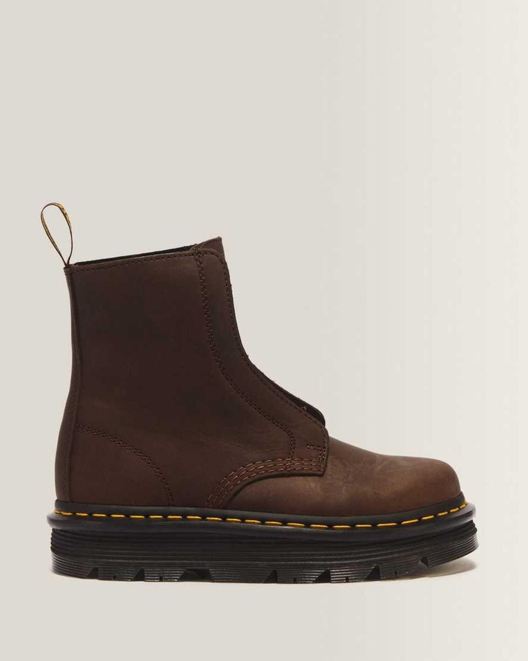 Dr. Martens Brown Zebzag Laceless Slip On Leather Boots for men