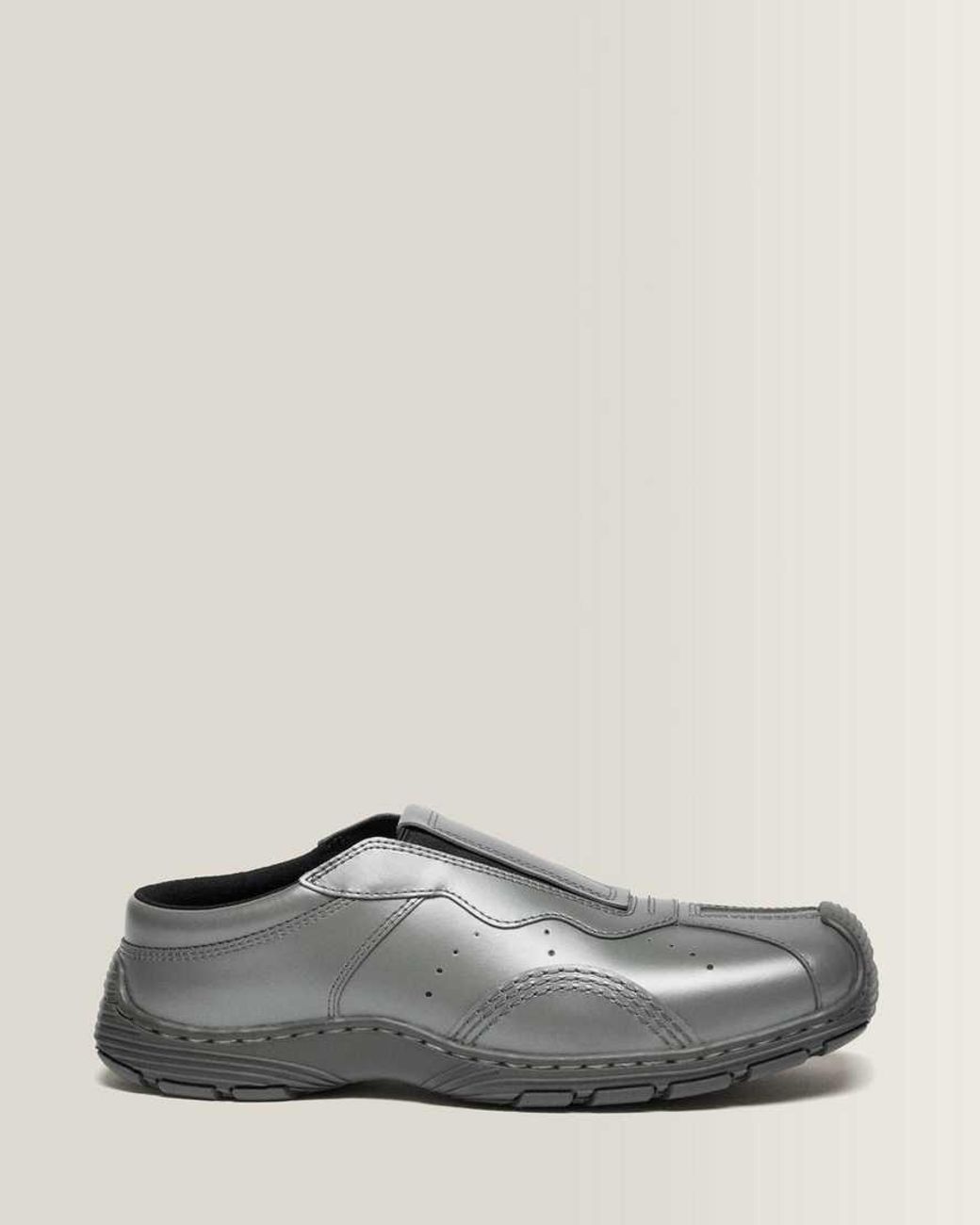 Dr. Martens Gray Aurix Satin Finish Leather Mules Shoes for men