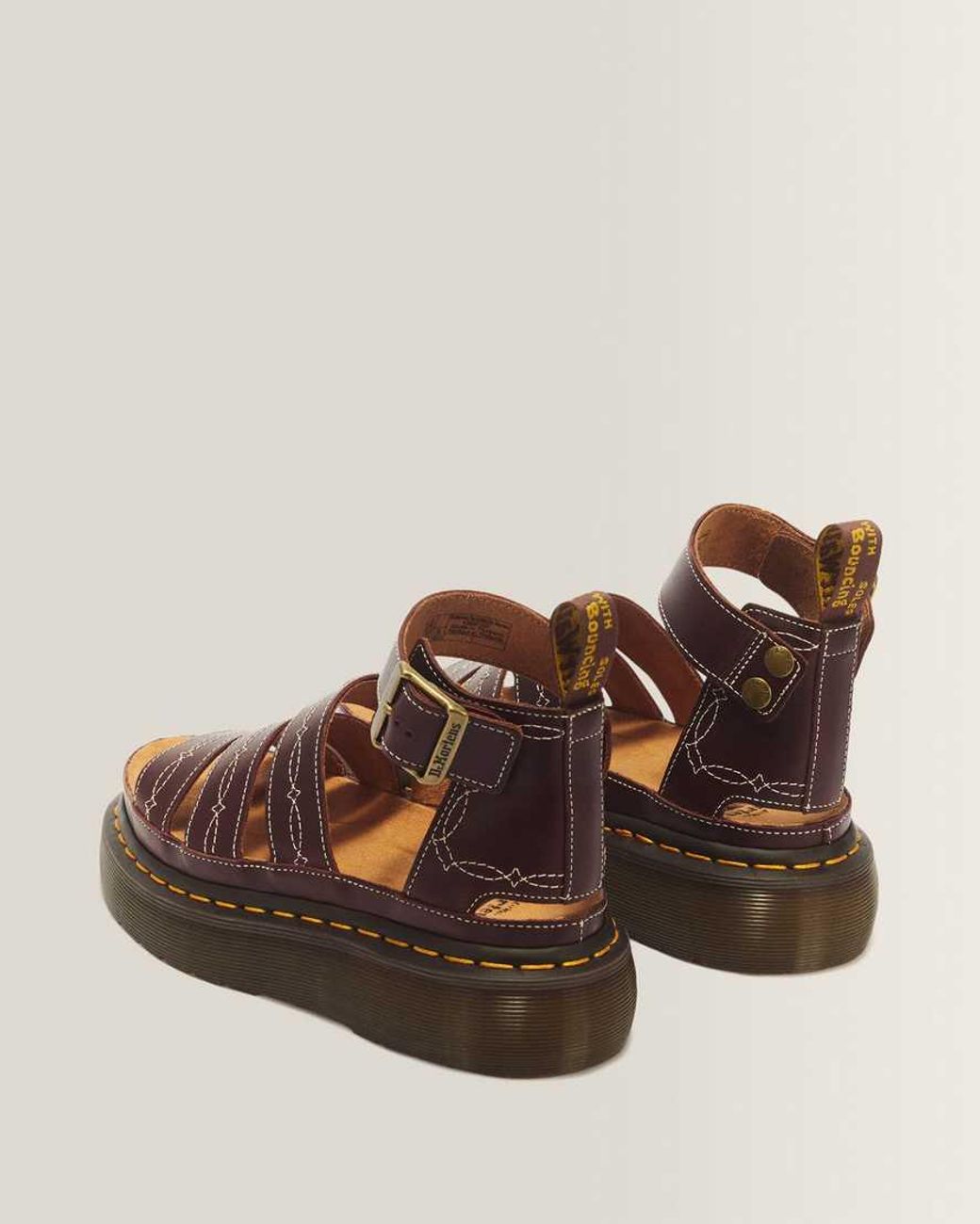 Dr. Martens Brown Clarissa Ii Quad Desert Rodeo Classic Pull Up Leather Sandals