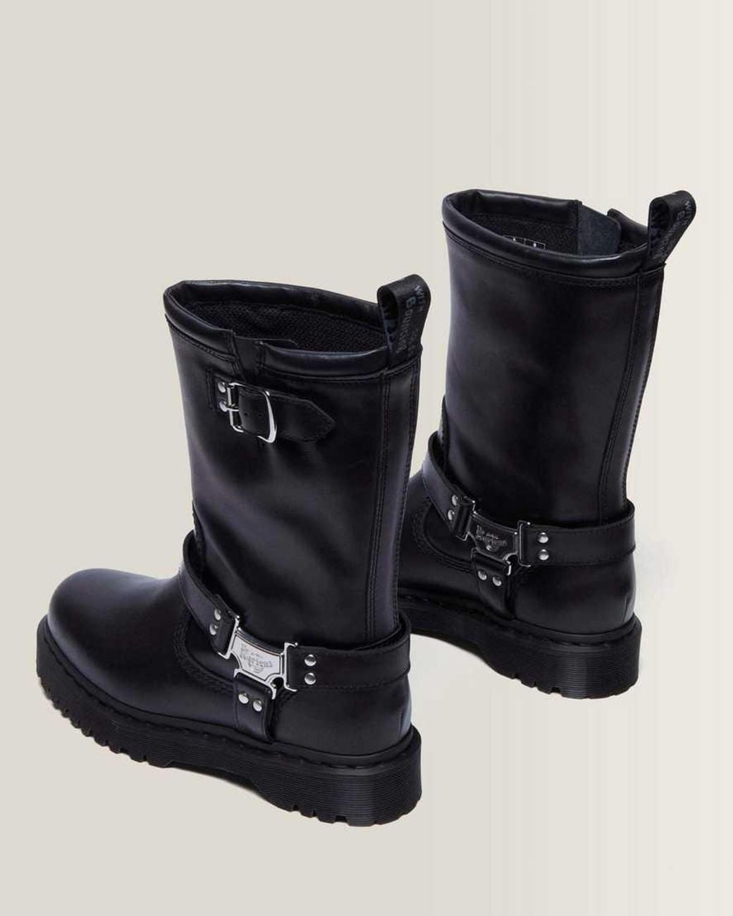 Dr. Martens Black Anistone Hi Leather Biker Boots