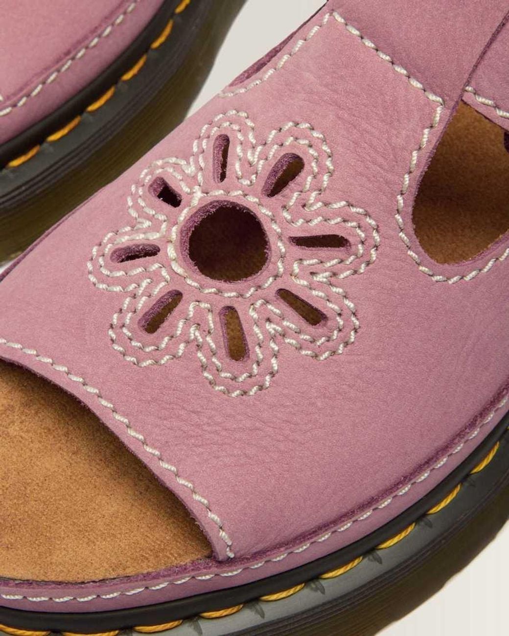 Dr. Martens Pink Dunnet Flower Nubuck Platform Sandals