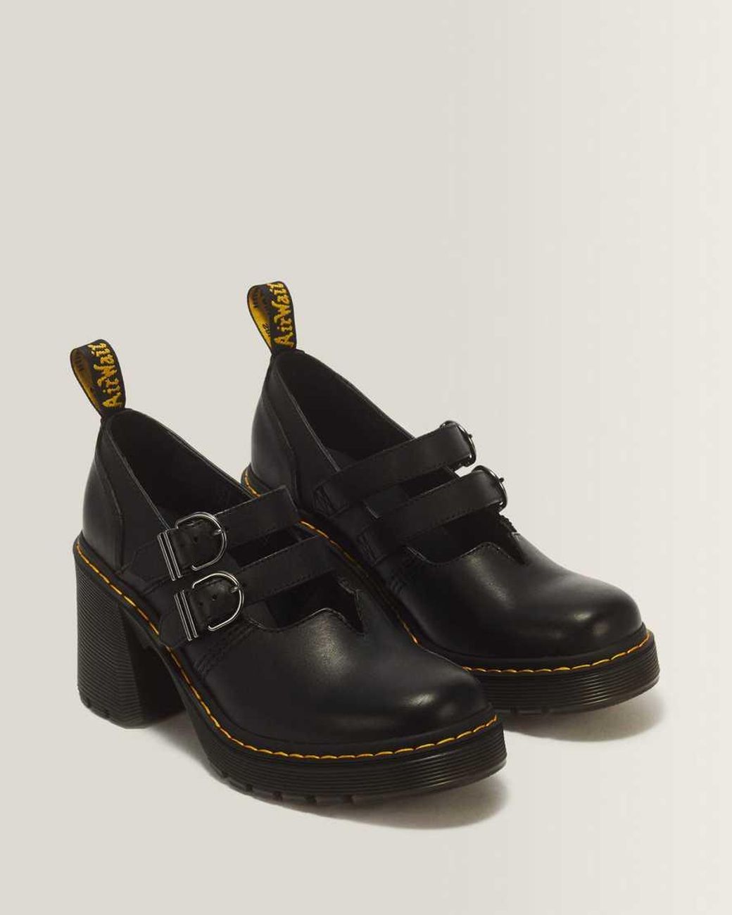 Dr. Martens Black Eviee Sendal Leather Heels