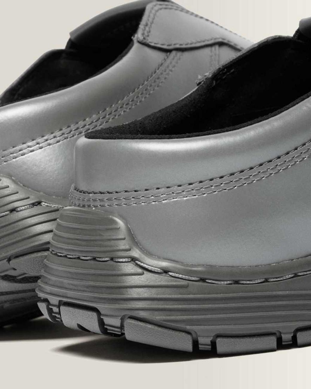 Dr. Martens Gray Aurix Satin Finish Leather Mules Shoes for men