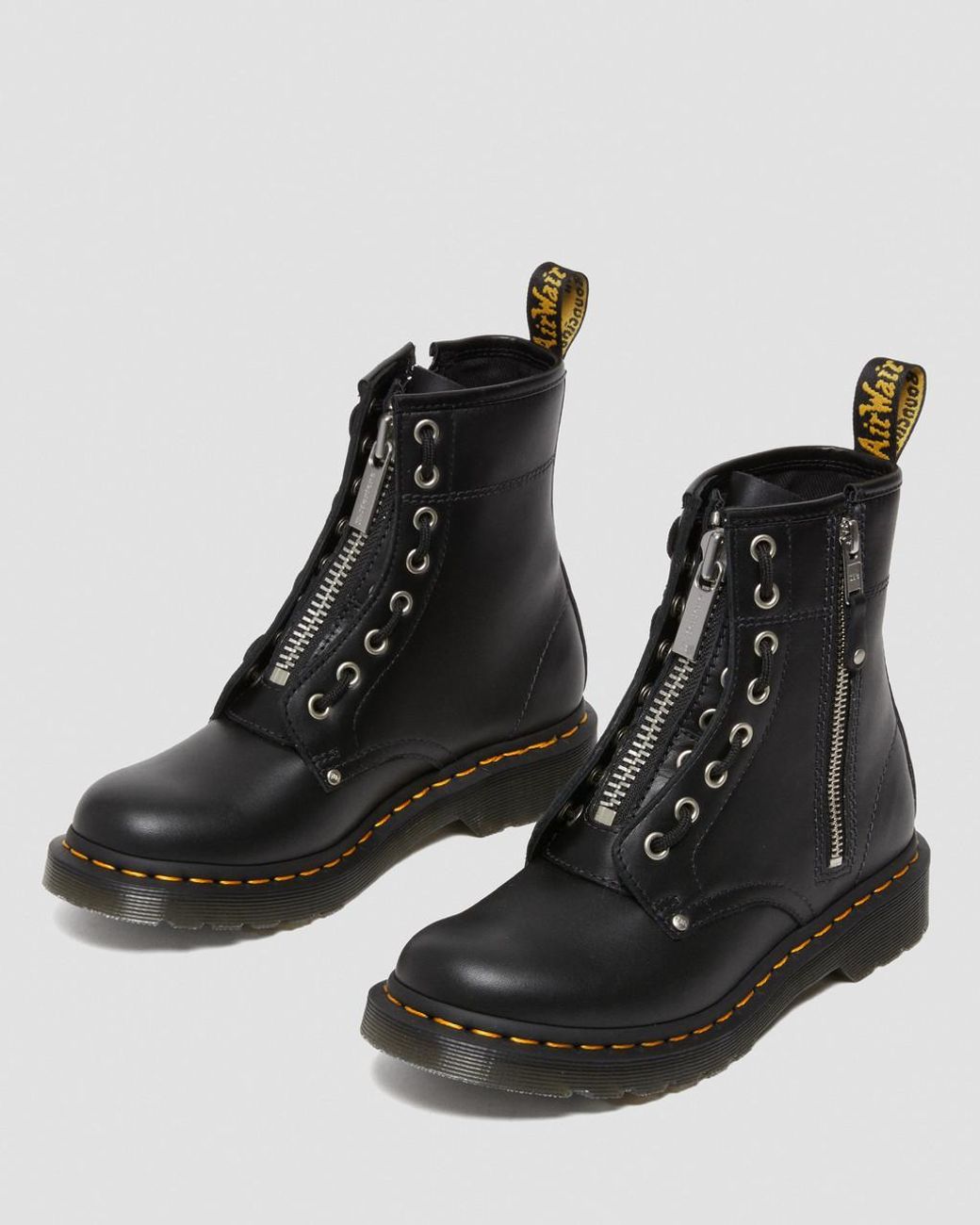 Dr. Martens 1460 Women's Double Zip Leather Lace Up Boots in Black | Lyst