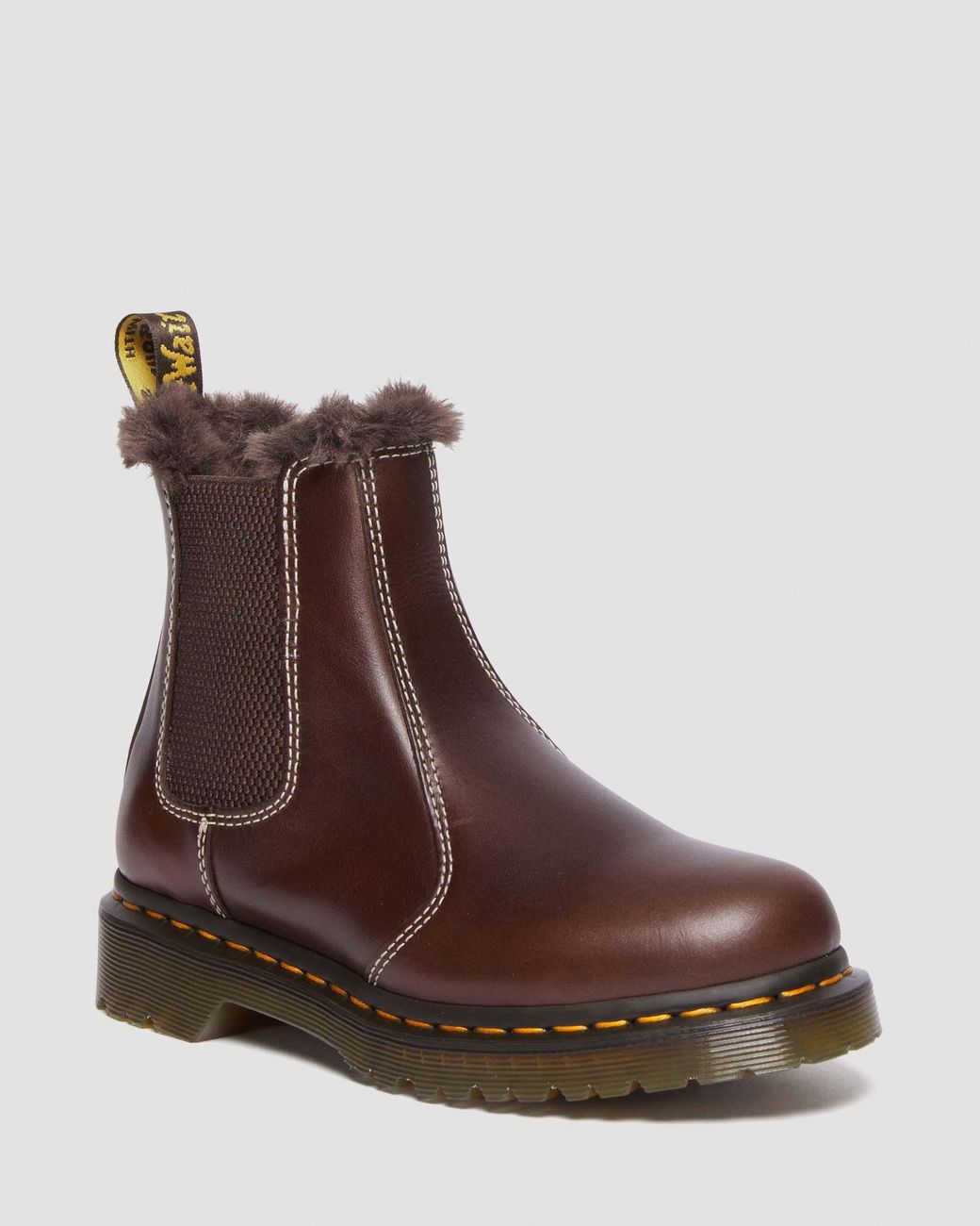 Dr. Martens 2976 Leonore Faux Fur Lined Chelsea Boots in Brown