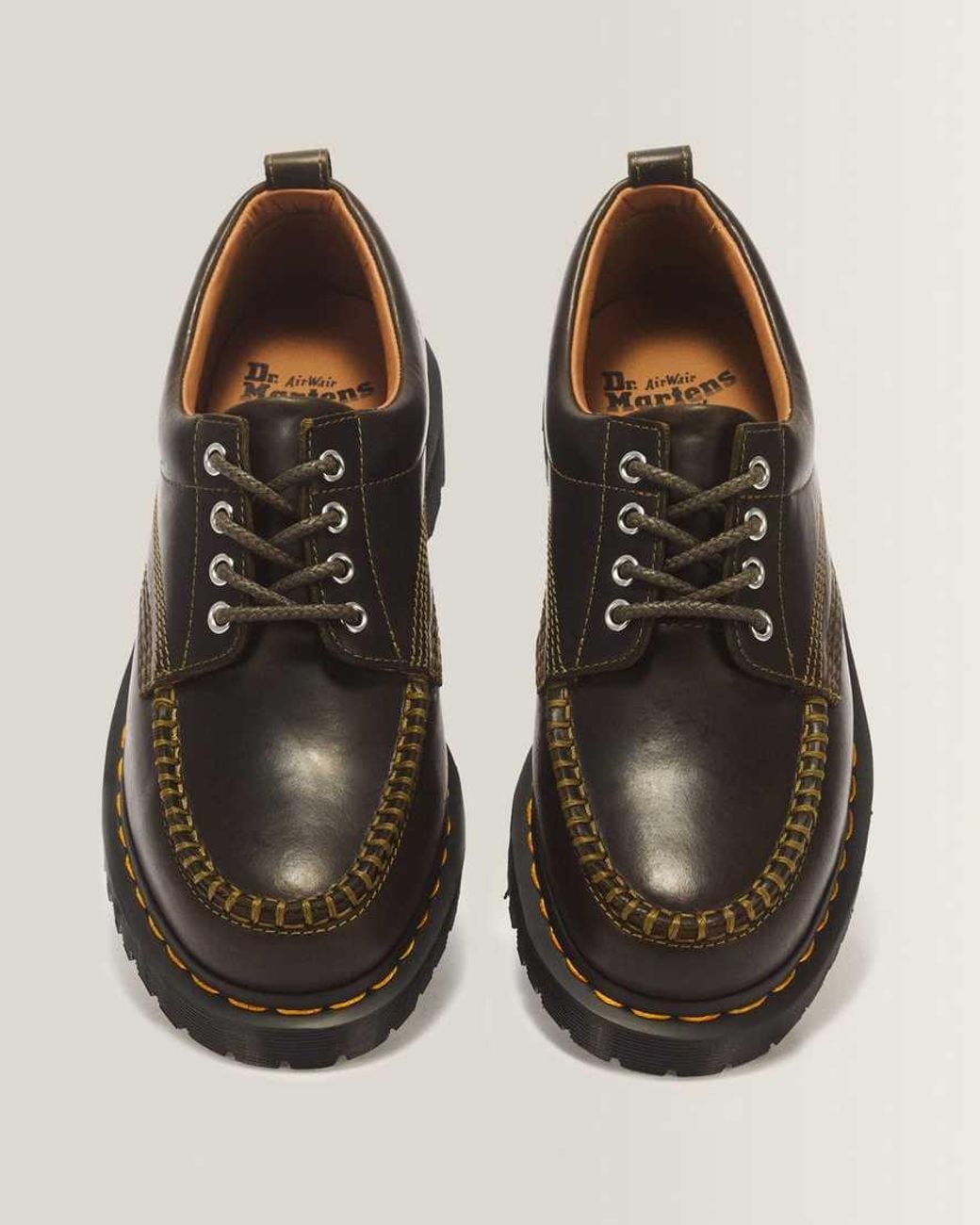 Dr. Martens Brown Lowell 4 Eye Mayhem Leather Moc Toe Shoes for men