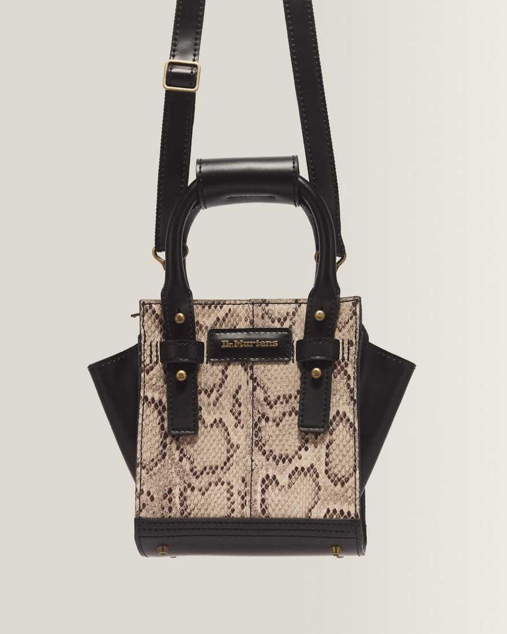 Dr. Martens Natural Xsmall Snake Print Leather Tote Bag