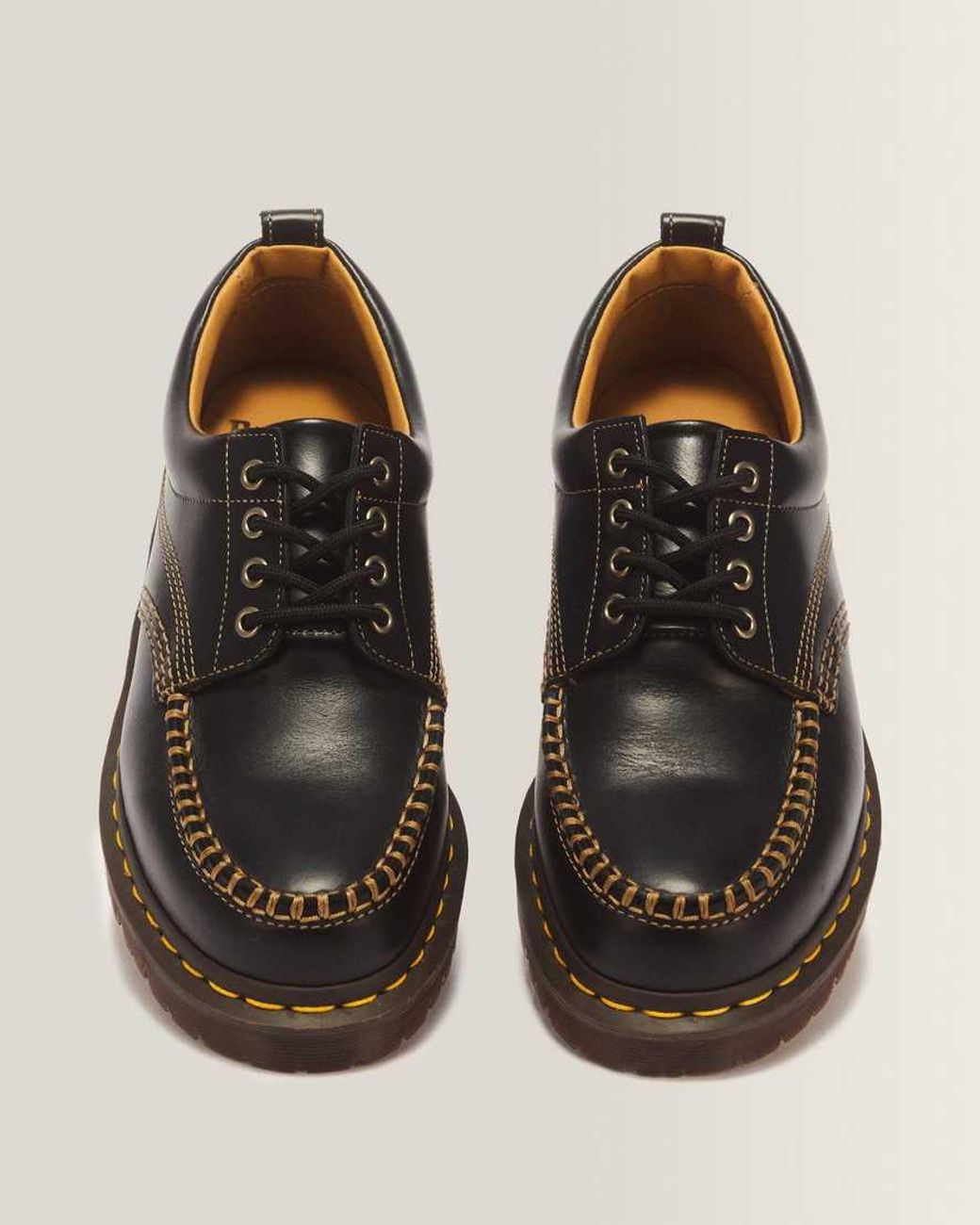Dr. Martens Black Lowell Leather Moc Toe Shoes for men