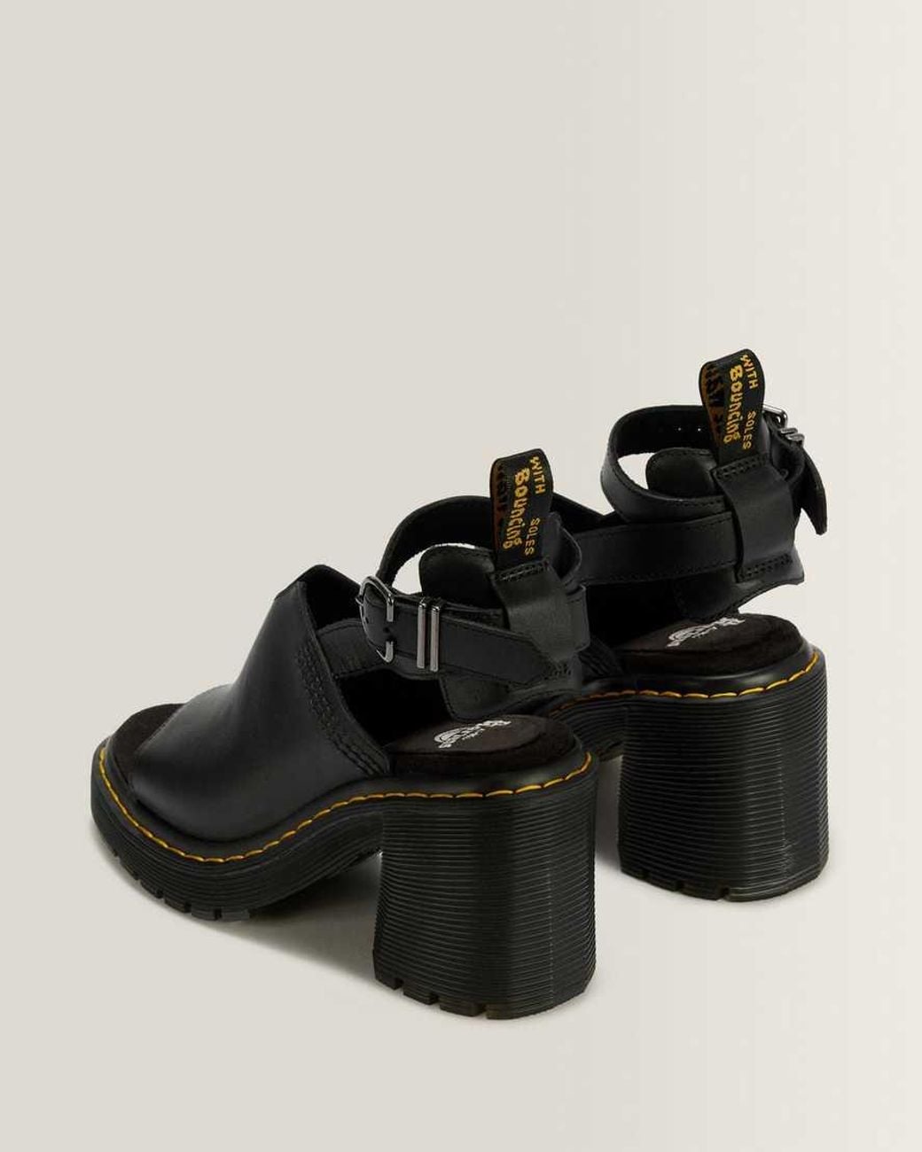 Dr. Martens Black Millee Leather Open Toe Sandals