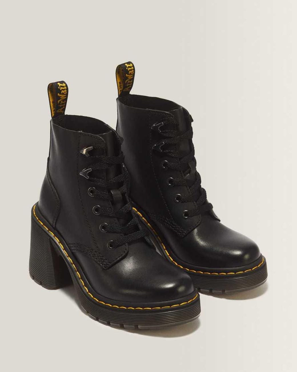 Dr. Martens Black Jesy Sendal Leather Heels Boots