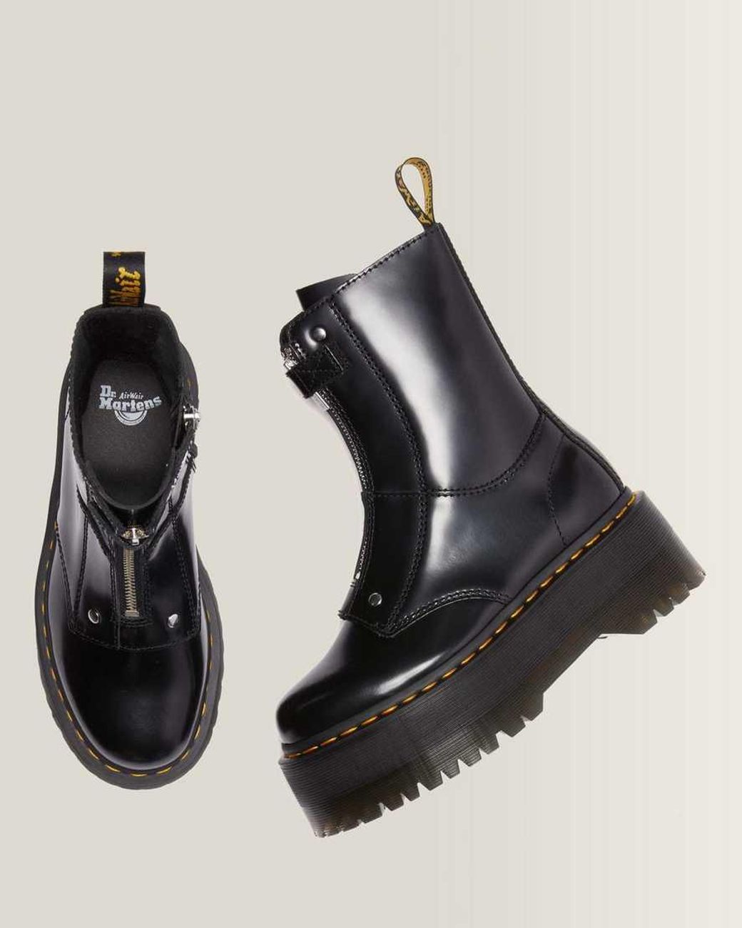 Dr. Martens Black Jetta Hi Max Buttero Leather Platform Boots