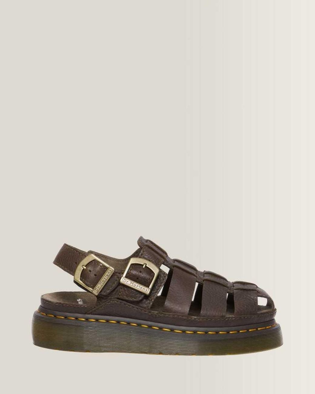 Dr. Martens Brown Wrenlie Leather Fisherman Sandals for men