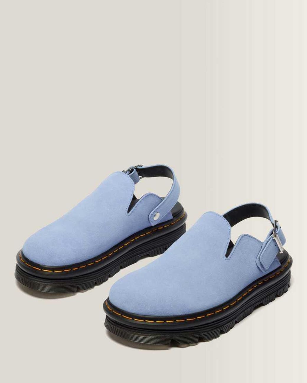 Dr. Martens Blue Zebzag Suede Casual Slingback Platform Mules