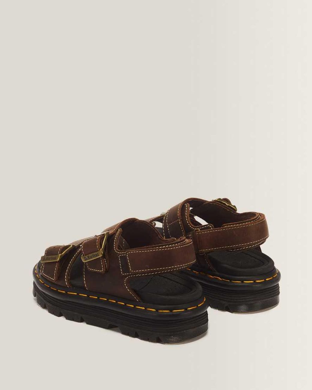 Dr. Martens Brown Zebzag Crazy Horse Leather Sandals for men