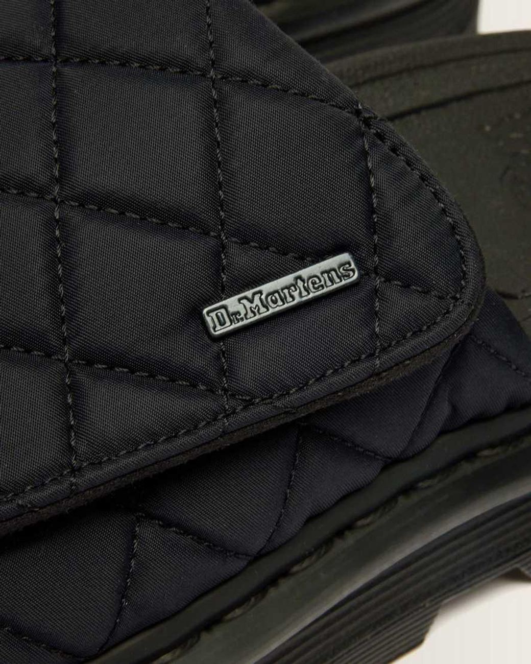 Dr. Martens Black Zebzag Quilted Canvas Platform Slides