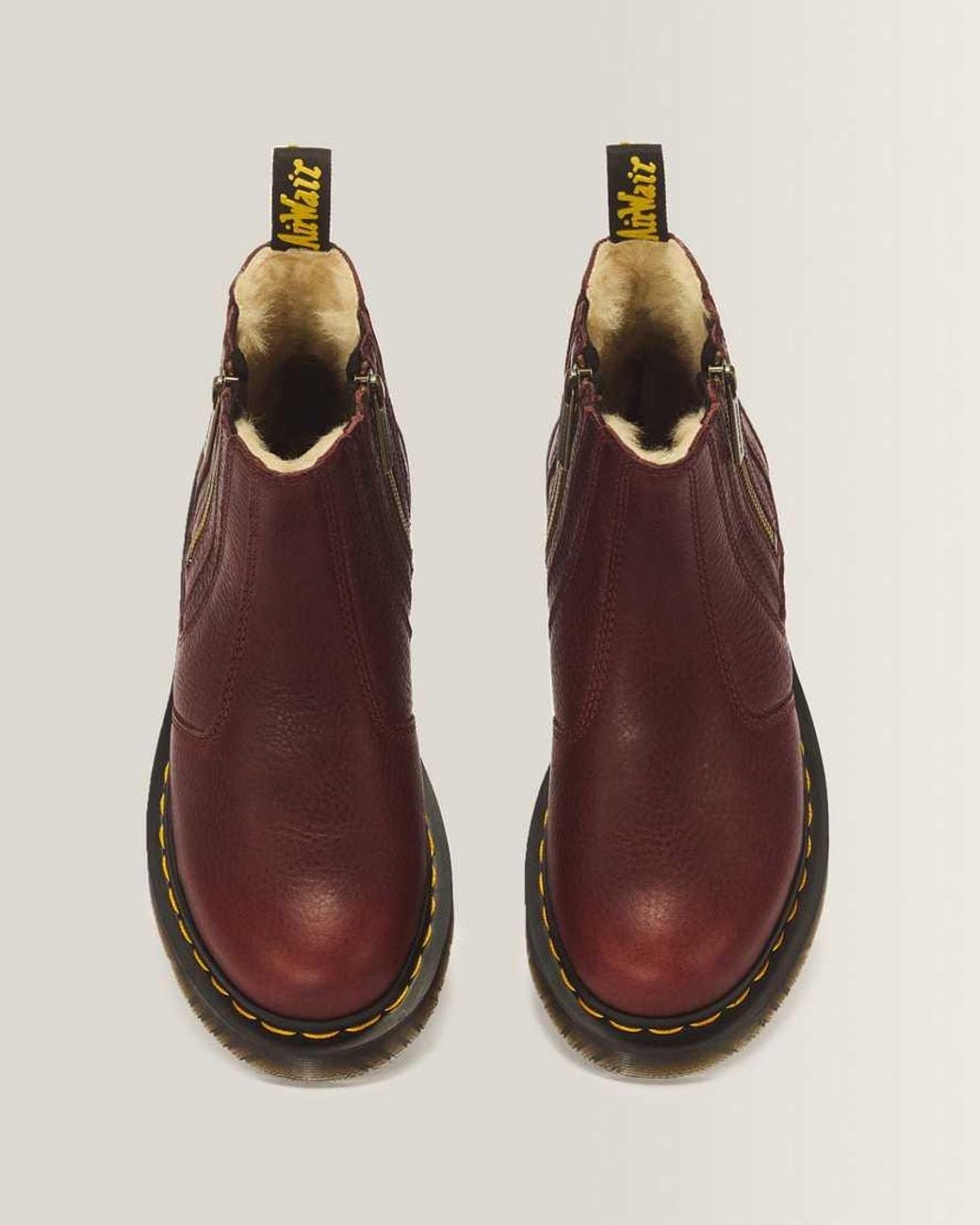 Dr. Martens Brown 2976 Alyson Grizzly Leather Zip Up Chelsea Wintergrip Chelsea Boots