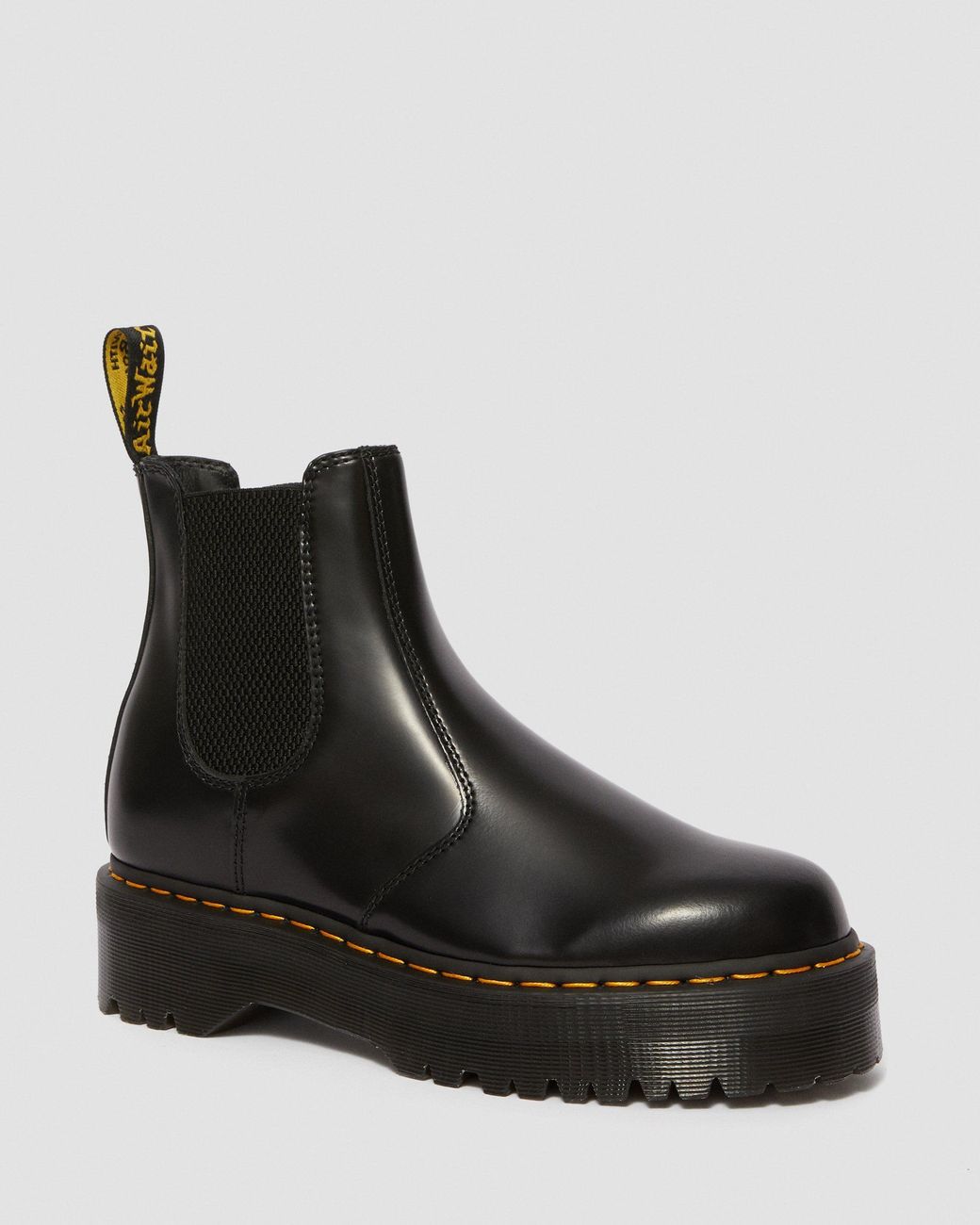 black leather platform chelsea boots