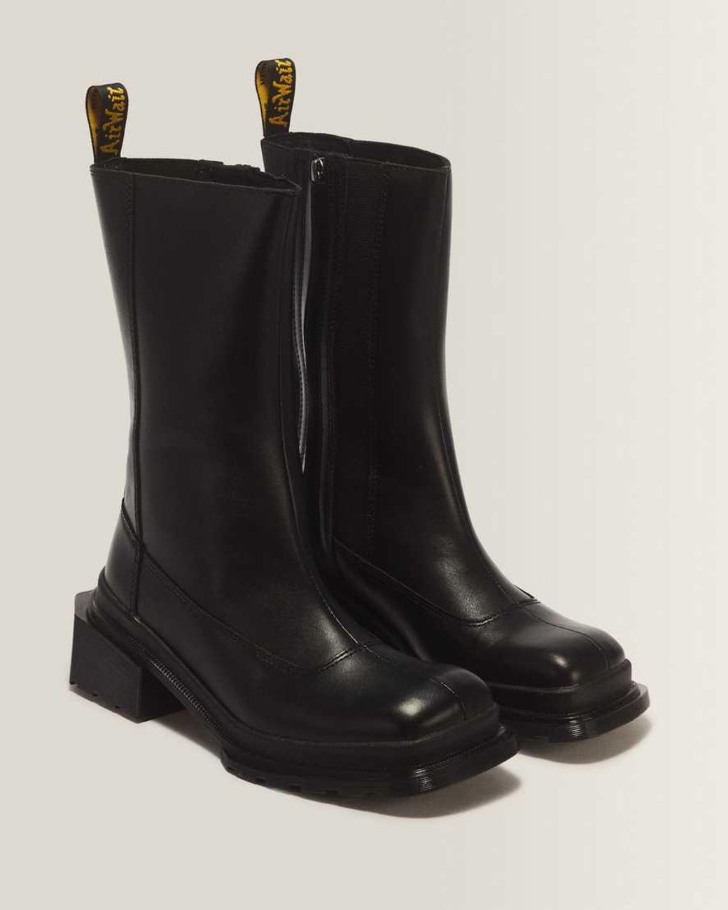 Dr. Martens Black Maybole Hi Square Toe Leather Chelsea Boots