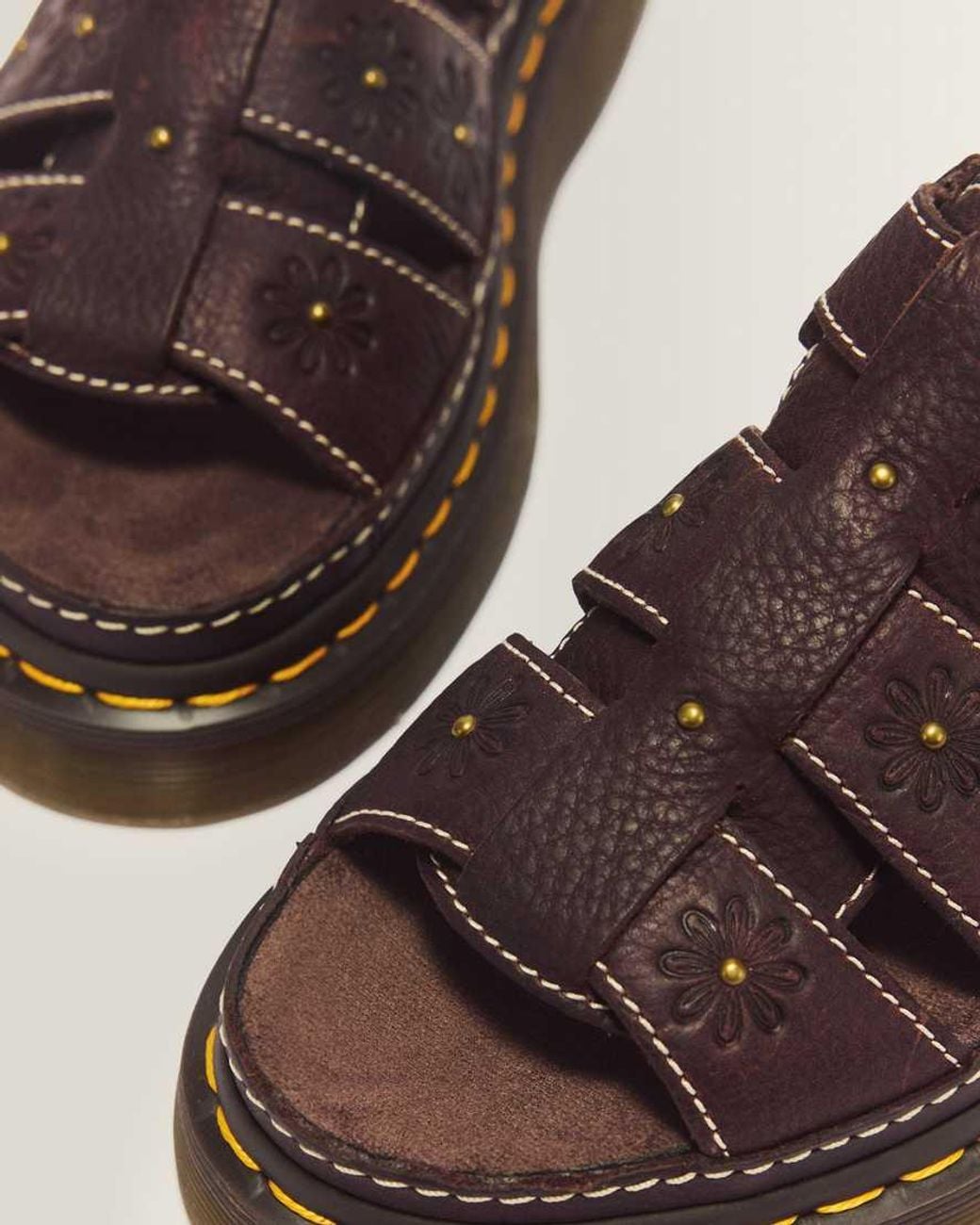 Dr. Martens Brown Wrenlie Open Toe Grizzly Leather Fisherman Platform Sandals