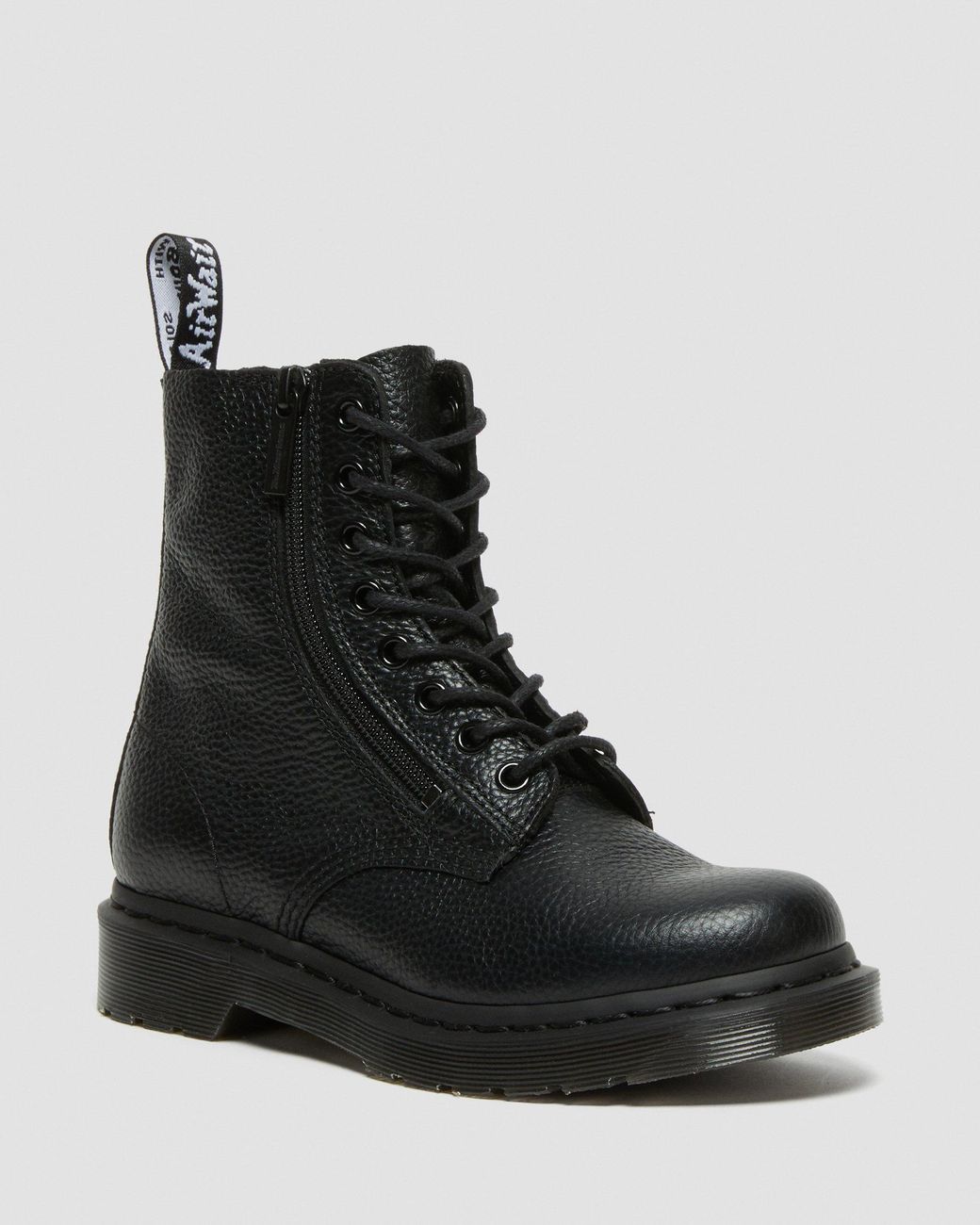 Dr. Martens 1460 Pascal With Zip Leather Ankle Boots in Black | Lyst