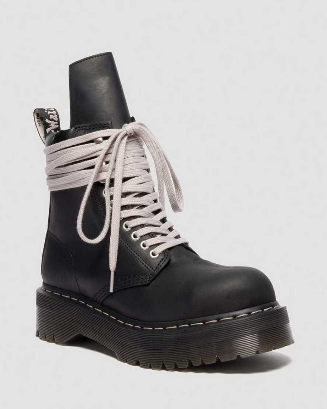 Dr. Martens Black Waxy Leather Rick Owens Steel Toe Boots for men
