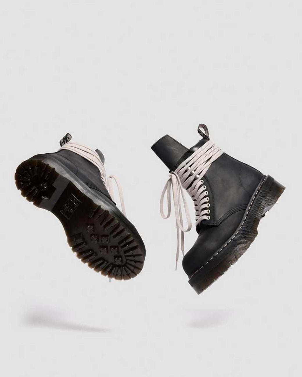 Dr. Martens Black Waxy Leather Rick Owens Steel Toe Boots for men