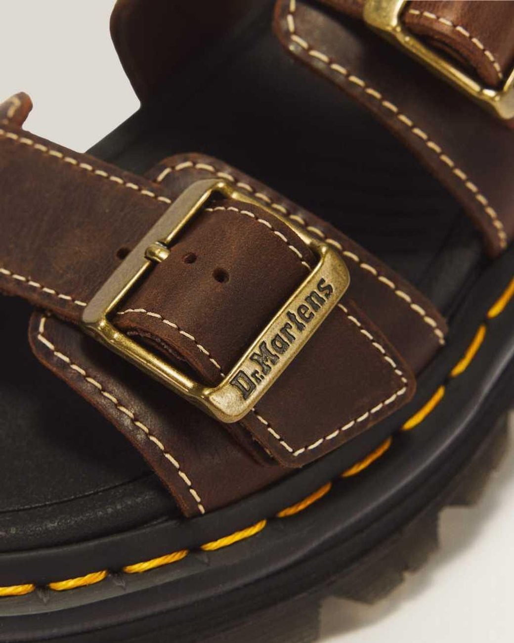 Dr. Martens Brown Zebzag Crazy Horse Leather Sandals for men