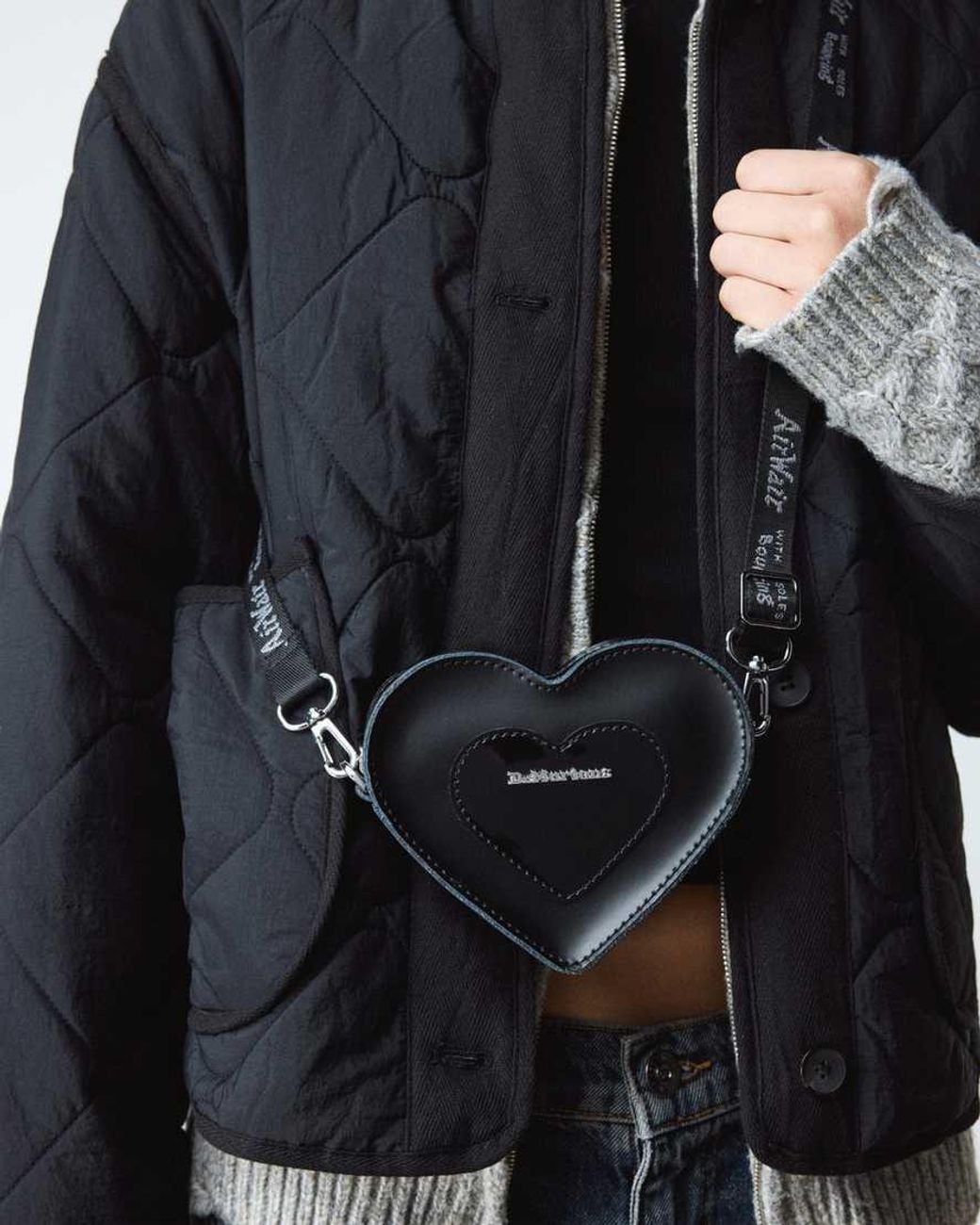 7279 Leather Heart Shaped Backpack, Black+Black Kiev+Patent Lamper Smooth Kiev Leather Hardware Heart Shaped Bag in Black | Dr. Martens main image 3