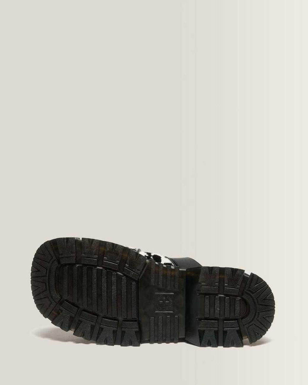Dr. Martens Black Mattison Slides Dalmatian Hair On Leather Sandals