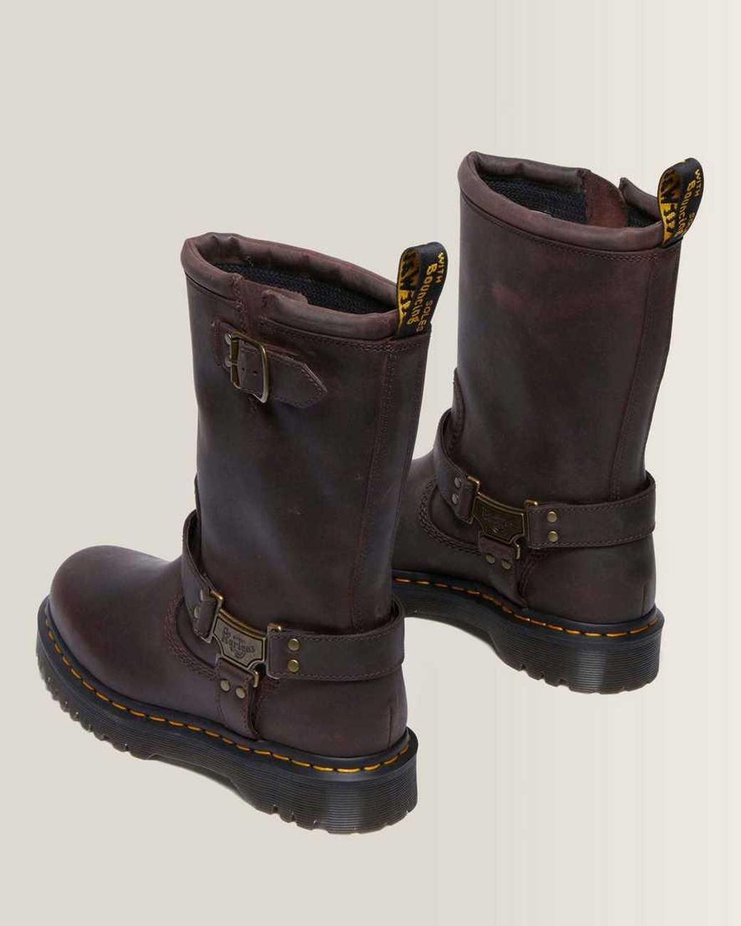 Dr. Martens Black Anistone Hi Leather Biker Boots