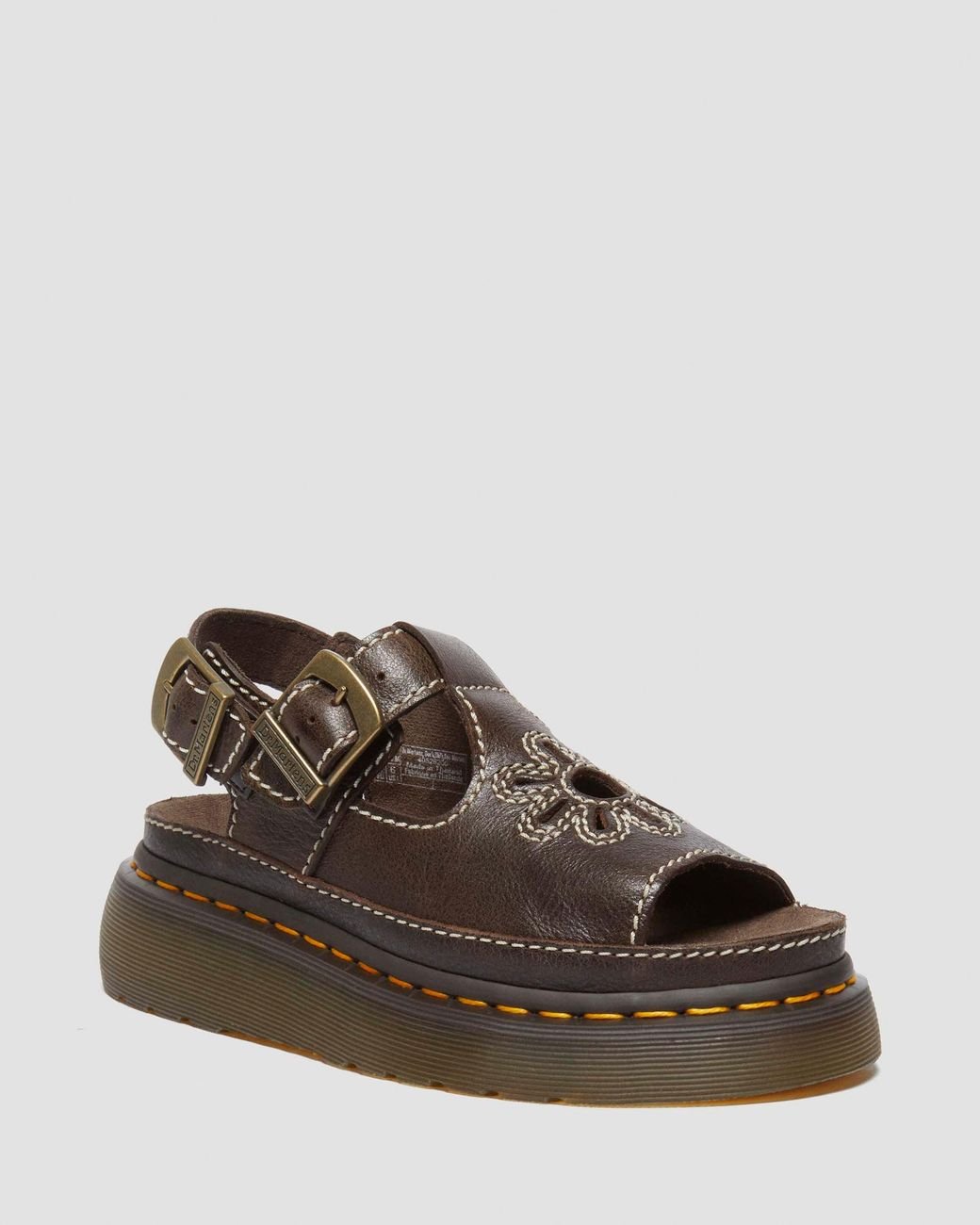 Dr. Martens Dunnet Flower Full Grain Leather Sandals in Brown | Lyst