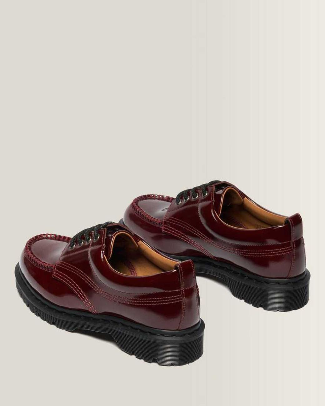 Dr. Martens Red Laque Leather Lowell Laque Moc Toe Shoes for men