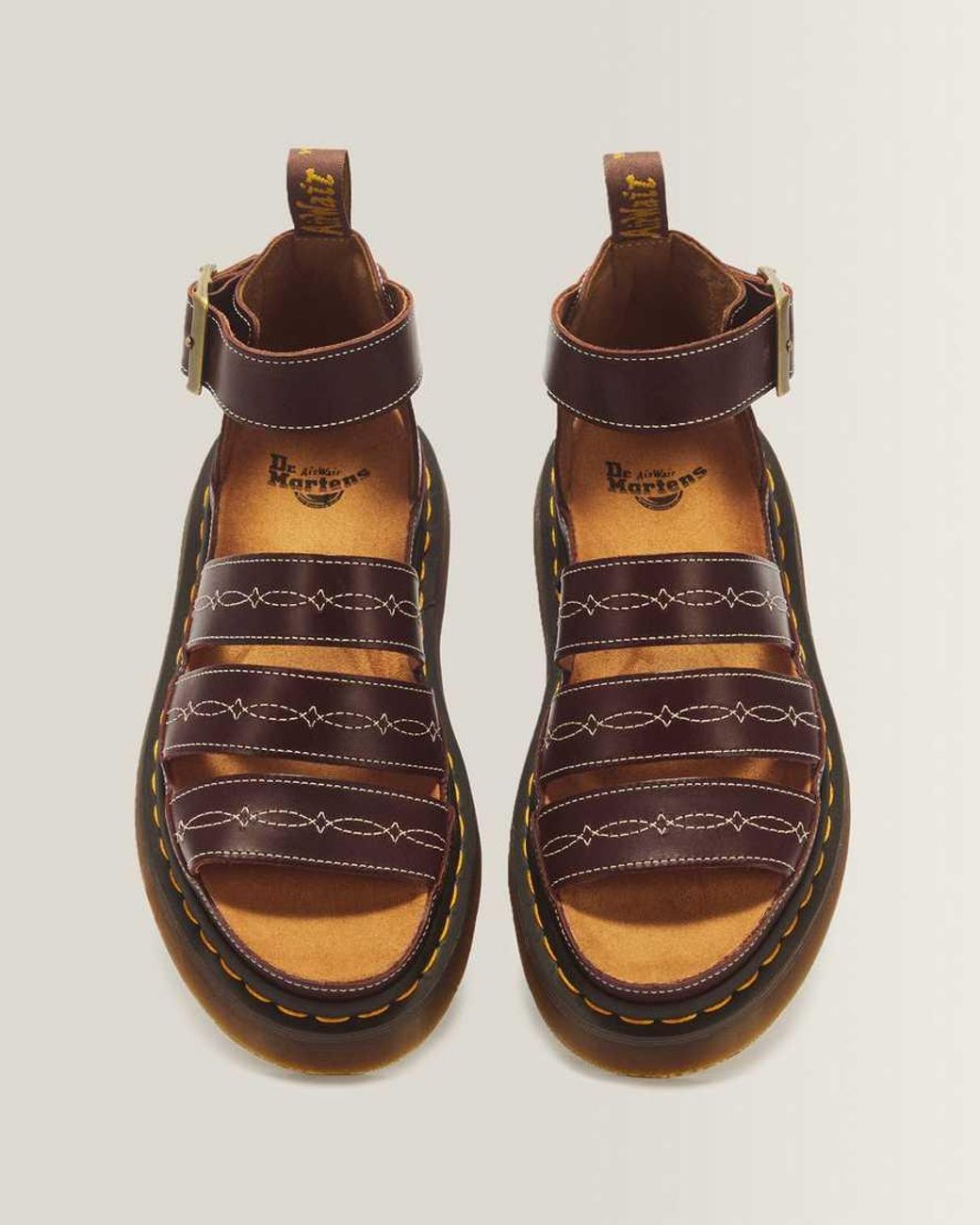Dr. Martens Brown Clarissa Ii Quad Desert Rodeo Classic Pull Up Leather Sandals
