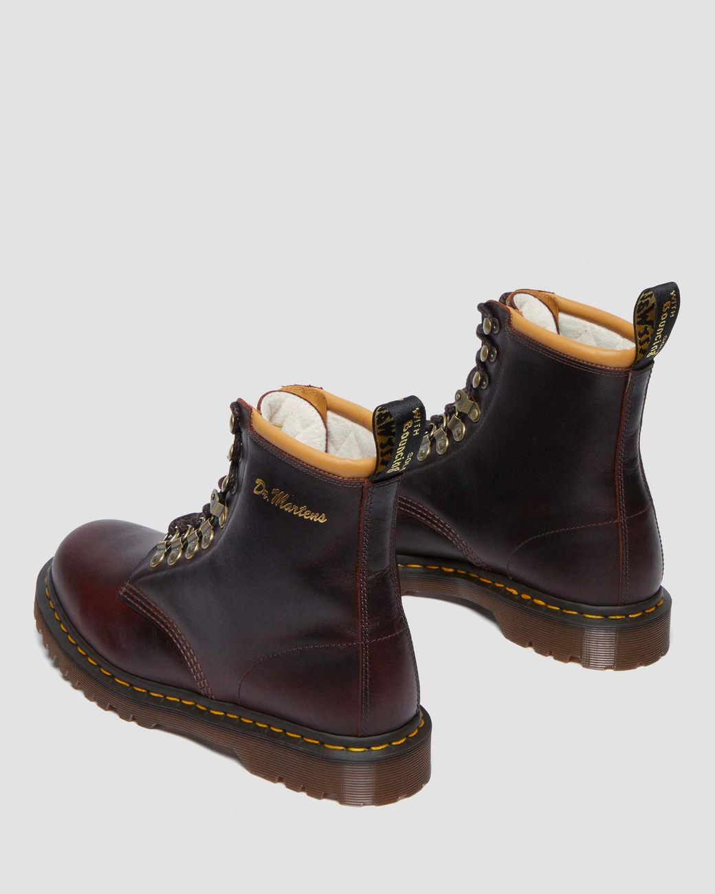 Dr. Martens Brown Leather Boots with Gold Laces Dr. Martens 1460 Crazy Horse Leather Lace Up Boot - FREE  main image 3